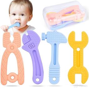 img 4 attached to Eizigon Toddlers Teething Silicone Non Toxic