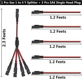 img 3 attached to 5 Pack SAE 2 Pin DC Power Connector Plug Set with 1.2 Ft Cable and 1 Pack Y Splitter 1 to 4 SAE Battery Extension Cable Kit Including Dust Cap (5 Pack 1.2 FT + 1 Pack 1 to 4)