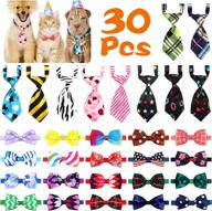 vibrant 30 pcs adjustable dog ties and cat bow ties: perfect costume necktie assortment for small pets on valentine's day, st. patrick's day, and birthdays! logo