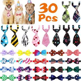 img 4 attached to Vibrant 30 Pcs Adjustable Dog Ties and Cat Bow Ties: Perfect Costume Necktie Assortment for Small Pets on Valentine's Day, St. Patrick's Day, and Birthdays!