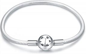 img 4 attached to Pandora Charms 925 Sterling Silver Signature Snake Chain Bracelet With Round Clasp Charm For Women - Birthday Gift Idea.