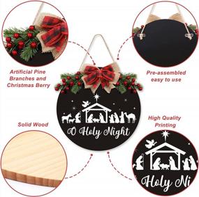 img 2 attached to Holy Night Nativity Wreath For Front Door - Rustic Farmhouse Christian Decor With Buffalo Plaid - Indoor/Outdoor Wall Hanging For Christmas & New Year'S Eve - Black Mantel & Porch Decorations