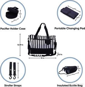 img 3 attached to LUMIER Diaper Tote Bag - Ultimate Travel Companion for New Parents: Includes Changing Pad, Stroller Strap, and Pacifier Case - Ideal Baby Shower Registry Gift for Mom and Dad