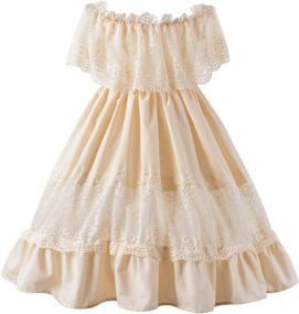 img 4 attached to Fioukiay Toddler Girl Wedding Princess Maxi Dress Shoulder Holiday Girls' Clothing : Dresses