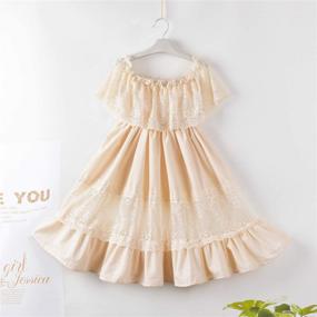 img 1 attached to Fioukiay Toddler Girl Wedding Princess Maxi Dress Shoulder Holiday Girls' Clothing : Dresses