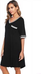 img 1 attached to Women'S Vlazom Short Sleeve Nightgowns, Novelty Soft Sleep Shirts V Neck Loose Pajama Sleepwear