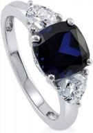 потрясающее обручальное кольцо berricle с 3 камнями и голубым сапфиром для женщин, имитация кубического циркония cz, покрытие родием, размеры 4-10 логотип