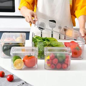 img 3 attached to 4-Pack Clear Fridge Organizer Bins With Lids For Food Storage - MDHAND Stackable And BPA-Free Refrigerator Organizer And Storage Containers