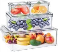 4-pack clear fridge organizer bins with lids for food storage - mdhand stackable and bpa-free refrigerator organizer and storage containers логотип