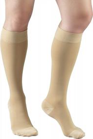 img 1 attached to Компрессионные чулки Truform для мужчин и женщин - 30-40 мм рт. ст. до колена с закрытым носком, бежевого цвета - размер маленький