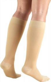 img 2 attached to Компрессионные чулки Truform для мужчин и женщин - 30-40 мм рт. ст. до колена с закрытым носком, бежевого цвета - размер маленький