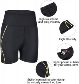 img 2 attached to Women'S Sauna Sweat Shorts For Weight Loss - Rolewpy Neoprene Hot Thermo Sport Capris With Pocket Slimming Workout Thigh Pants