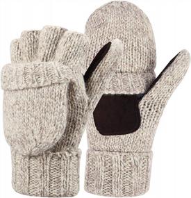 img 4 attached to Warm And Convenient: HDE Women'S Winter Wool Fingerless Gloves With Convertible Mittens