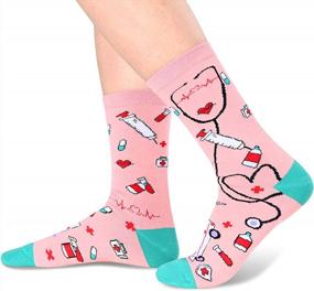 img 3 attached to Медсестра, доктор, дантист Смешные носки с американским флагом - забавный подарок для медицинских работников и любителей книг