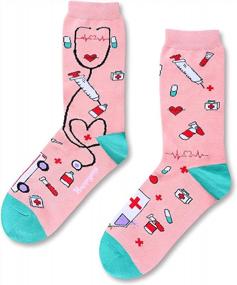img 2 attached to Медсестра, доктор, дантист Смешные носки с американским флагом - забавный подарок для медицинских работников и любителей книг