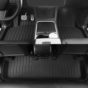 img 3 attached to Kingna Fit Tesla Model Y 2020 2021 2022 Front Trunk Mat TPE Rear Storage Mat All Weather Rubber Rear Seat Back Mats Floor Mats Car Cargo Liner For Tesla Model Y Accessories(5-Seater