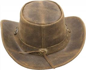 img 2 attached to Walker And Hawkes - Leather Cowhide Outback Antique Hat