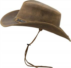 img 3 attached to Walker And Hawkes - Leather Cowhide Outback Antique Hat