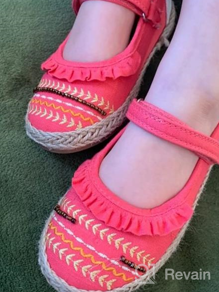 img 1 attached to 👟 Canvas Mary Jane Dress Shoes for Toddler Girls - Flats Espadrille for Baby review by Amy Moore