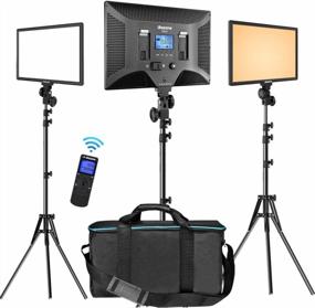 img 4 attached to Dazzne D50 LED Video Lighting Kit (3 Packs) With Wireless Remote, 13.9" Bi-Color Panel Light Stand, 45W 3000K-8000K CRI>96 Studio Lights For Video Shooting Live Stream Photography YouTube