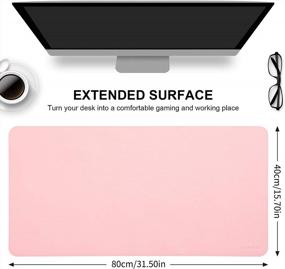 img 2 attached to LeadsaiL Desk Pad, 31.5" X 15.7" PU Leather Office Desk Mat, Dual Side, Ultra Thin, Extra Large, Waterproof Desk Blotter, Laptop Mouse Pad Table Protector For Office And Home(Pink&Blue)