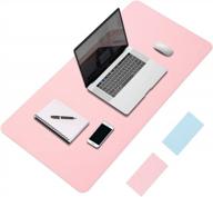 leadsail desk pad, 31.5" x 15.7" pu leather office desk mat, dual side, ultra thin, extra large, waterproof desk blotter, laptop mouse pad table protector for office and home(pink&blue) logo