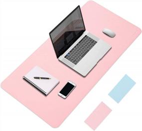 img 4 attached to LeadsaiL Desk Pad, 31.5" X 15.7" PU Leather Office Desk Mat, Dual Side, Ultra Thin, Extra Large, Waterproof Desk Blotter, Laptop Mouse Pad Table Protector For Office And Home(Pink&Blue)