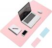 leadsail desk pad, 31.5" x 15.7" pu leather office desk mat, dual side, ultra thin, extra large, waterproof desk blotter, laptop mouse pad table protector for office and home(pink&blue) logo