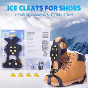 img 3 attached to Sfee Ice Cleats For Boots Shoes, Snow Grips Cleats For Ice And Snow Anti-Slip Rubber Traction Cleats For Walking On Snow And Ice 10 Steel Studs Crampons For Hiking, Walking, Climbing, Jogging