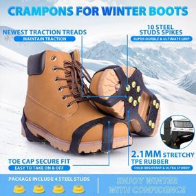 img 2 attached to Sfee Ice Cleats For Boots Shoes, Snow Grips Cleats For Ice And Snow Anti-Slip Rubber Traction Cleats For Walking On Snow And Ice 10 Steel Studs Crampons For Hiking, Walking, Climbing, Jogging