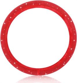 img 3 attached to 🔴 15-inch Standard Red Velvet Bling Steering Wheel Cover with Red Diamonds - Sparkling Glitter Rhinestone Car Wheel Cover, Full Coverage for Women's Fashion