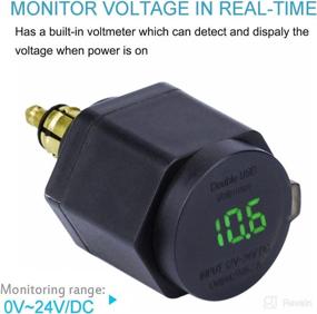 img 2 attached to 🔌 Cllena DIN Hella Plug Dual USB Charger with LED Voltmeter for BMW Motorcycle/Phone/iPhone/GPS/SatNav (Green)