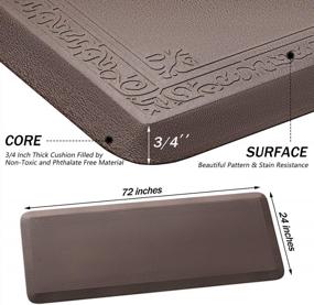 img 3 attached to 24" X 72" Anti Fatigue Comfort Mat By DAILYLIFE - Non-Slip Bottom, 3/4" Thick Durable Kitchen Standing Floor Mat With Extra Support For Home, Office And Garage - Waterproof & Easy-To-Clean (Brown)