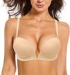 enhance your cleavage with yandw's deep v plunge push up bra with convertible clear straps and padded cups - add 2 cups for an irresistible look logo