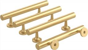 img 3 attached to RZDEAL 3 Inch Kitchen Cabinet Handles Solid Brass Cabinet Pulls Round Bar Handles Brushed Gold Dresser Drawer Pulls Hardware 4 Pack