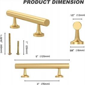 img 2 attached to RZDEAL 3 Inch Kitchen Cabinet Handles Solid Brass Cabinet Pulls Round Bar Handles Brushed Gold Dresser Drawer Pulls Hardware 4 Pack