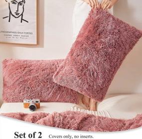 img 3 attached to XeGe Faux Fur Throw Pillow Cases, Plush Shaggy Ultra Soft Pillow Covers, Fluffy Crystal Velvet Decorative Pillowcases, Furry Fuzzy Pillow Shams Zipper Closure, Set Of 2(Standard, Old Pink)