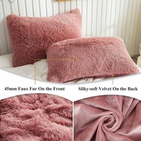 img 1 attached to XeGe Faux Fur Throw Pillow Cases, Plush Shaggy Ultra Soft Pillow Covers, Fluffy Crystal Velvet Decorative Pillowcases, Furry Fuzzy Pillow Shams Zipper Closure, Set Of 2(Standard, Old Pink)