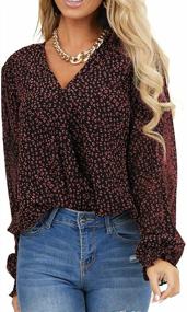 img 3 attached to Stylish MLEBR Women'S Chiffon Blouses With Long Sleeves, V-Neck, And Eye-Catching Floral And Leopard Print - Perfect Casual Tops And Tees