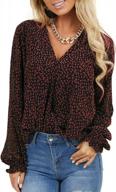 stylish mlebr women's chiffon blouses with long sleeves, v-neck, and eye-catching floral and leopard print - perfect casual tops and tees logo