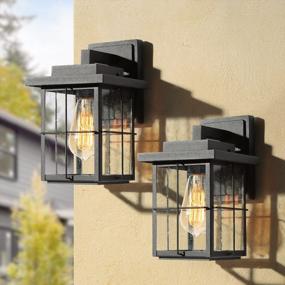 img 4 attached to Enhance Your Outdoor Space With LALUZ Seeded Glass Wall Lights - 2 Pack Waterproof And Anti-Rust Outside Lamp For Porch, Backyard, Patio, And Garage