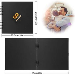 img 1 attached to Photo Album Self Adhesive For 4X6 5X7 8X10 Pictures Linen Cover Magnetic DIY Album Scrap Book 40 Pages With 10 Metallic Pens And DIY Accessories, Album For Anniversary Wedding Valentines Day, Black