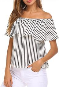 img 4 attached to Sherosa Women's Solid Casual Blouse with 👚 Off Shoulder Ruffles - Loose Tops for Better SEO