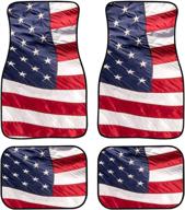 american flag car floor mat patriotic deco all weather universal durable front/rear carpets full set of 4 logo