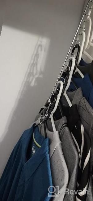 img 1 attached to KLEVERISE 4-Pack Stainless Steel Space-Saving Hangers With 8 Slots - Magic Cascading Hangers For Closet Organization And Clothes Storage - O-Type Design To Maximize Space review by Todd Stone