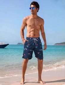 img 2 attached to Quick-Dry Swim Shorts For Men With Pockets, Water-Repellent Beachwear, 4-Way Stretch, And Mesh Lining