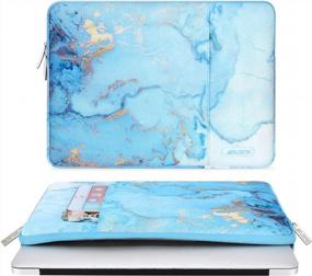 img 3 attached to 👝 MOSISO Laptop Sleeve Case for MacBook Air 13 inch 2018-2021 A2337 M1 A2179 A1932, MacBook Pro A2338 M1 A2289 A2251 A2159 A1989 A1706 A1708, Polyester Vertical Watercolor Marble Bag in Turquoise