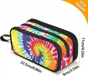 img 2 attached to Large Capacity Tie Dye Pencil Case With 3 Compartments For School, Office, And Storage | Ideal For Adults, Teens, Girls, Boys, Men, And Women | Big Storage Pen Bag And Pencil Pouch By XUWU