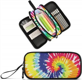 img 4 attached to Large Capacity Tie Dye Pencil Case With 3 Compartments For School, Office, And Storage | Ideal For Adults, Teens, Girls, Boys, Men, And Women | Big Storage Pen Bag And Pencil Pouch By XUWU