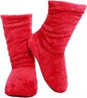 cozy coral velvet slipper socks for women: super soft, warm, and fuzzy lined booties for indoor wear in spring and autumn, by fralosha логотип